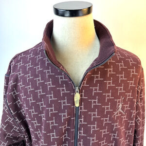 Air Jordan Jacket Mens All-Over Print Full Zip JumpMan Ribbed XL Burgundy Retro